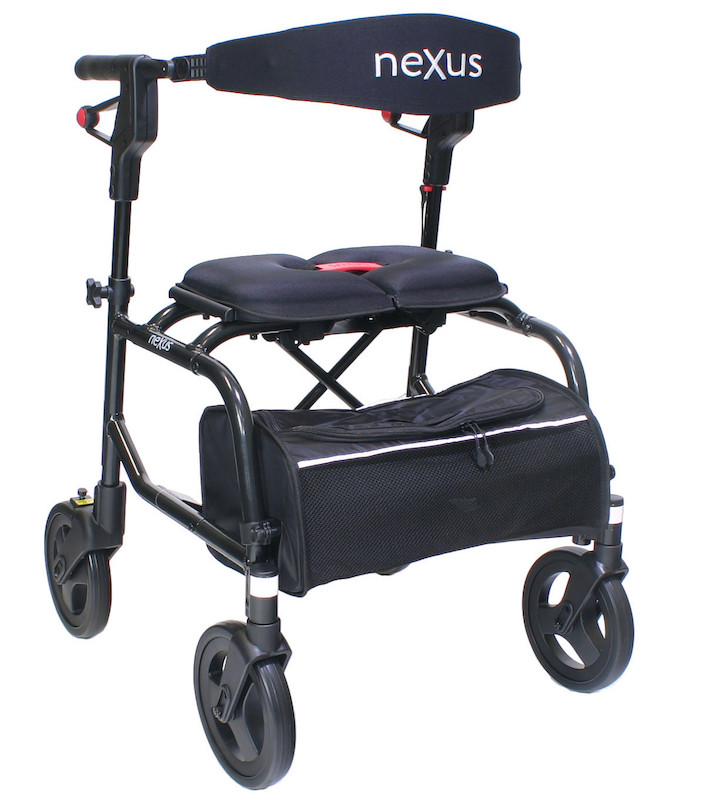 Der neXus-Rollator schwarz unterstützt bewegungseingeschränkte Personen, z. B. Personen mit Gehbehinderung oder stark eingeschränkter Gehausdauer, in ihrer Mobilität und ermöglicht ihnen so einen grösseren Aktionsradius.  Schweiz Aargau kaufen oder mieten
